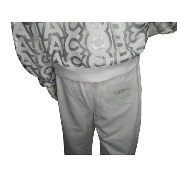 Marc Jacobs Women's Monogram Cropped Hoodie and Pants 2 PC Set Silver White Size - Picture 7 of 16